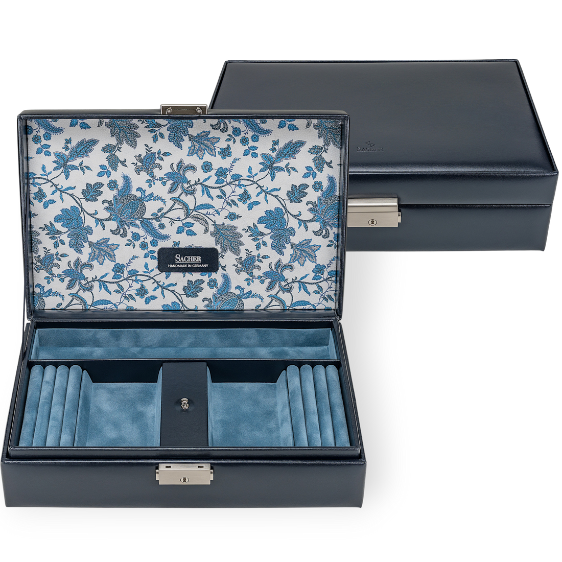 Schmuckkassette Ilka florage / navy (Leder)