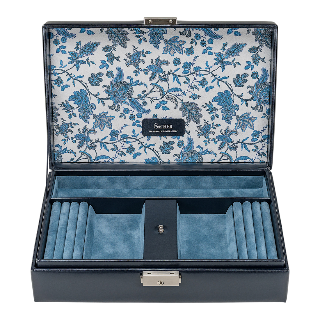 Schmuckkassette Ilka florage / navy (Leder)