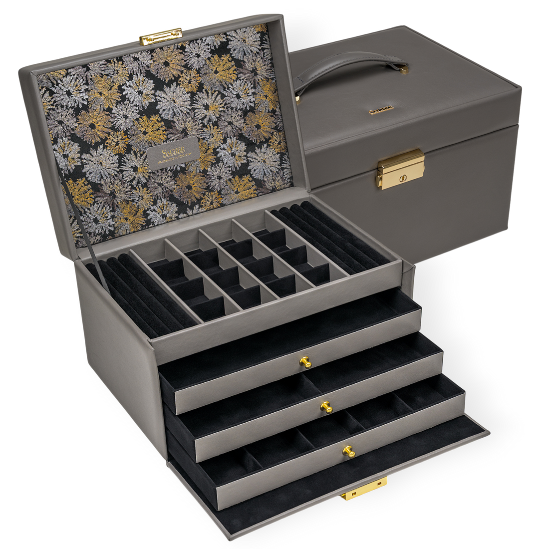 Jewelry box Lena fleur venice grey (leather) - Main Image