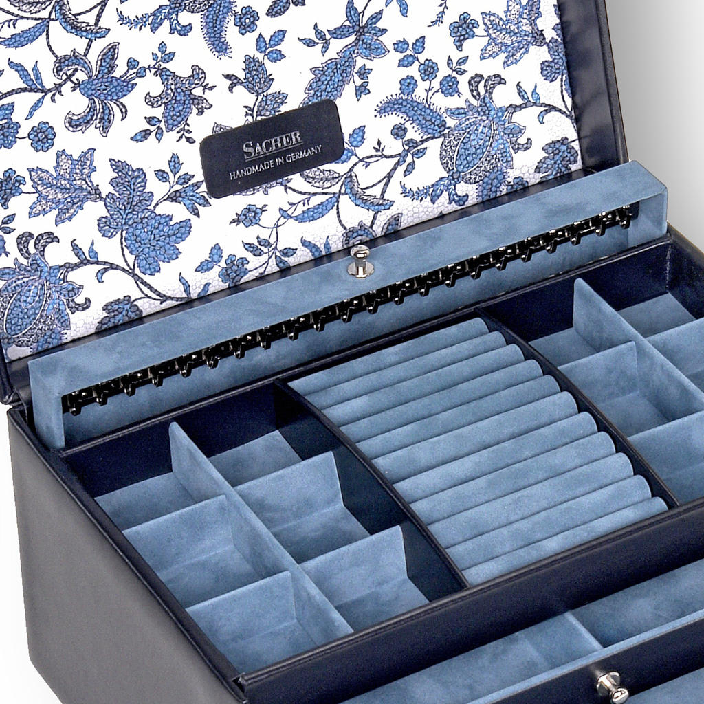 Jewelry box Jasmin florage / navy (leather)