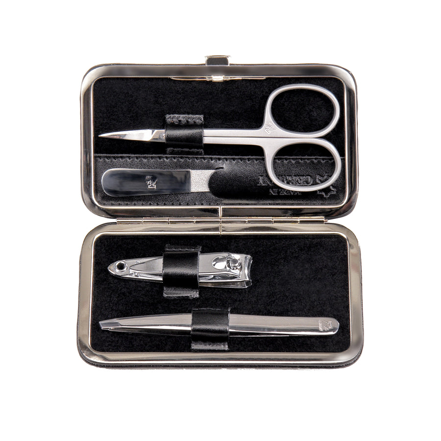 4 pcs. manicure set Manikürenset / black (leather)