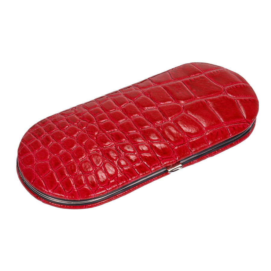 5-piece manicure case Manicure set / red (leather)