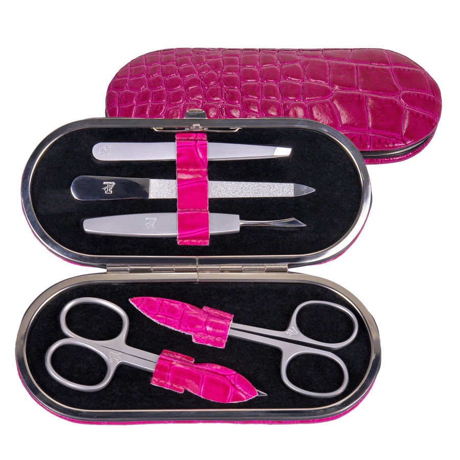 5-piece manicure case Manicure set / pink (leather)