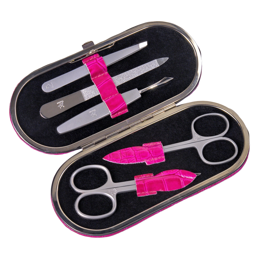 5-piece manicure case Manicure set / pink (leather)