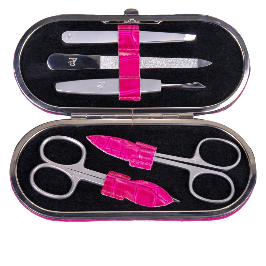 5-piece manicure case Manicure set / pink (leather)