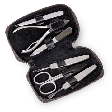 6 pcs. manicure set Manikürenset / black (leather)