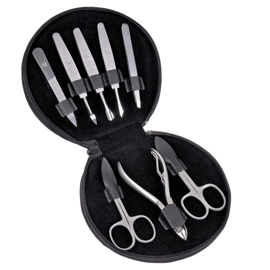 8 pcs. manicure set Manikürenset / black (leather)