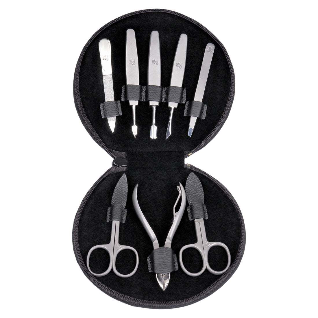 8-piece manicure case Manicure set / black (leather)