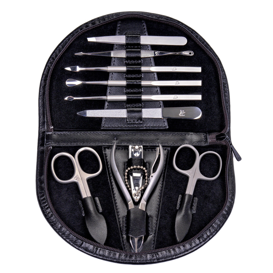 10-piece manicure case Manicure set / black (leather)