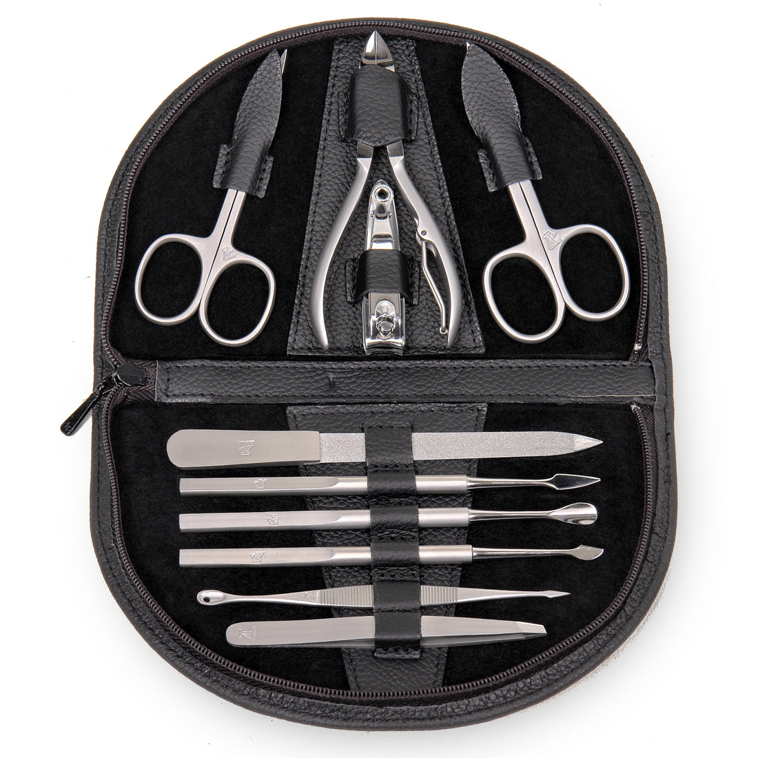 10-piece manicure case Manicure set / black (leather)